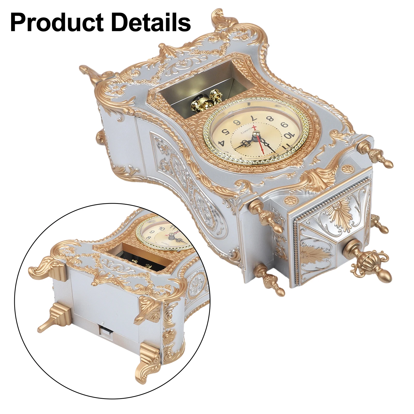 

Decorative Clock For Living Room European Style Clock 28.5*17.3*9.6cm Antique Table Clock Reliable Timekeeping