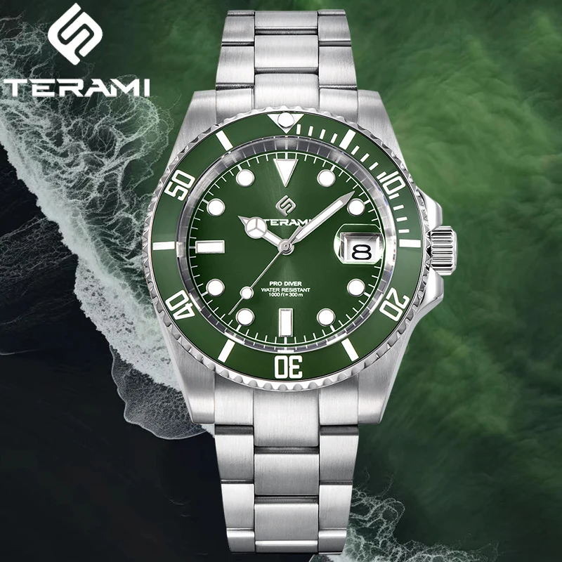 

TERAMI Automatic Men Watch Ceramic Bezel Sapphire 30Bar NH35 316L Stainless Steel Bracelet 3C Lum Mechanical Watch For Men 2024