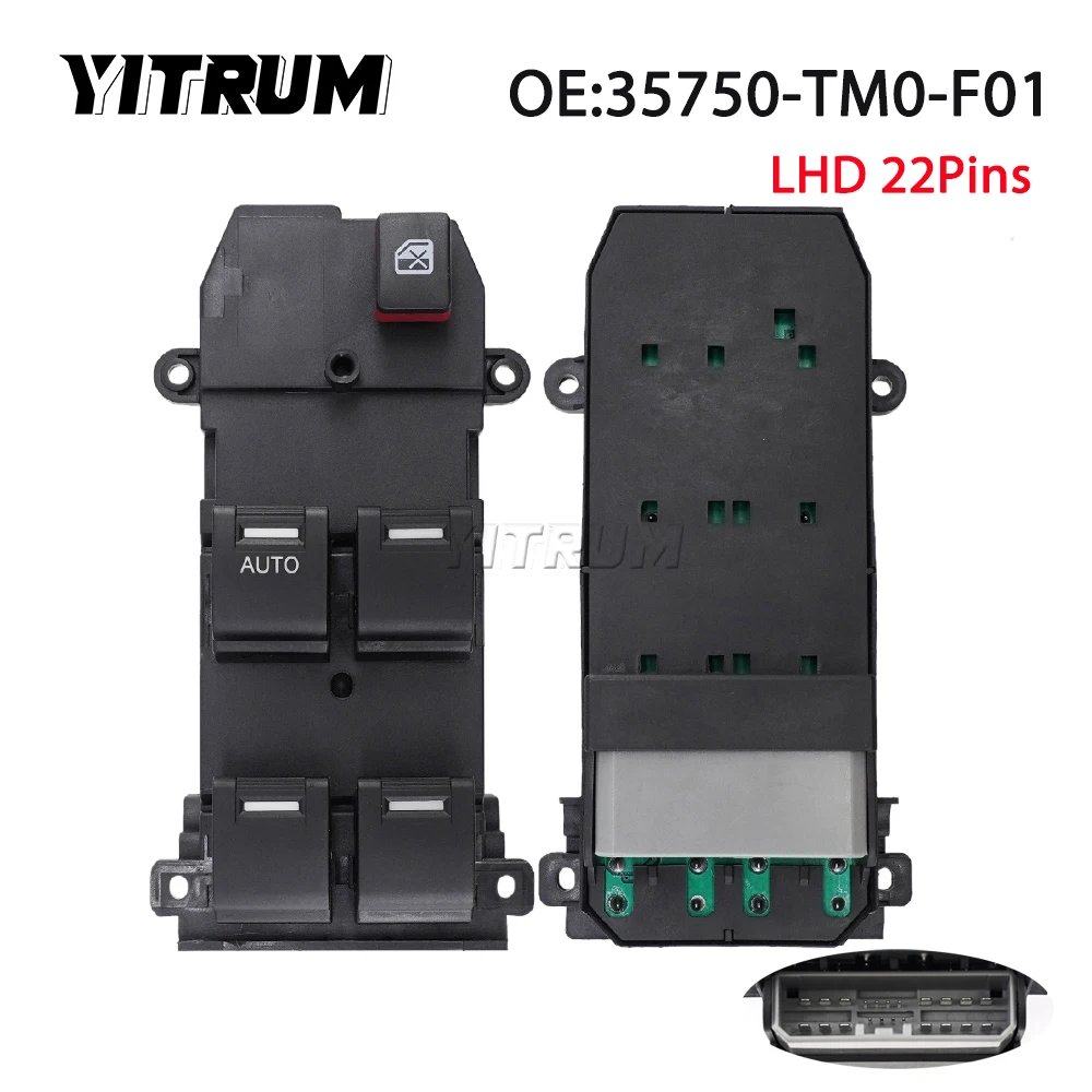 YITRUM 35750-TM0-F01 35750-TM0-A01 35750TM0A01 35750TM0F01 Power Window Switch For Honda FIT 2009 For Honda City 2007-2012