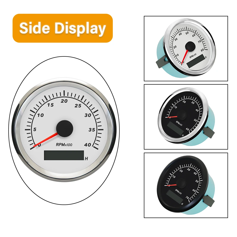 

Boat Car 85mm 0-3000RPM 0-4000RPM 0-6000RPM 0-7000RPM 0-8000RPM Tachometer Engine REV Counter with Hourmeter Red Backlight 9-32V