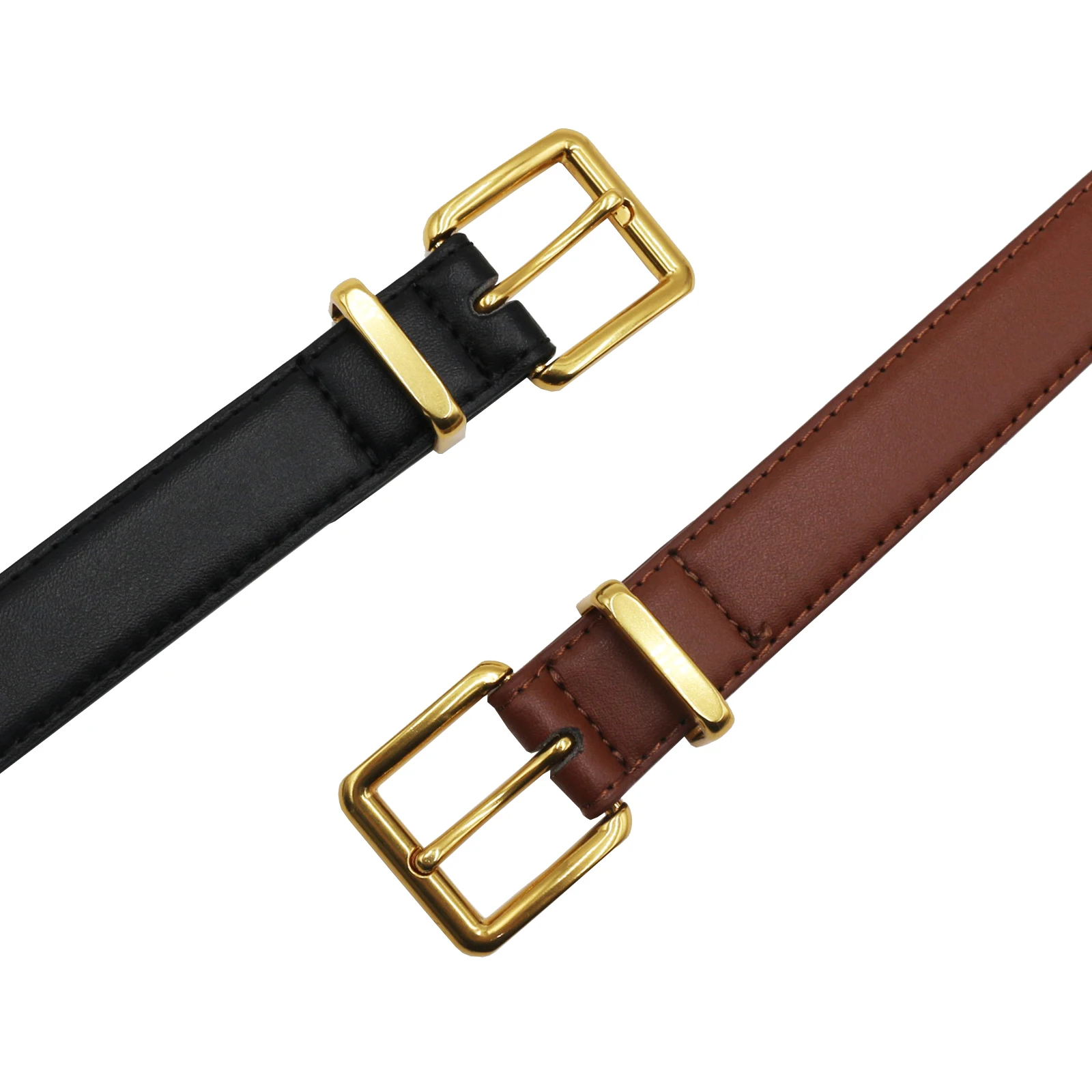 Genuine Leather Women Belts New Simple Metal Buckle Belt Girls Dress Jean Pants Waistband Belts for Lady Luxury Designer Brand