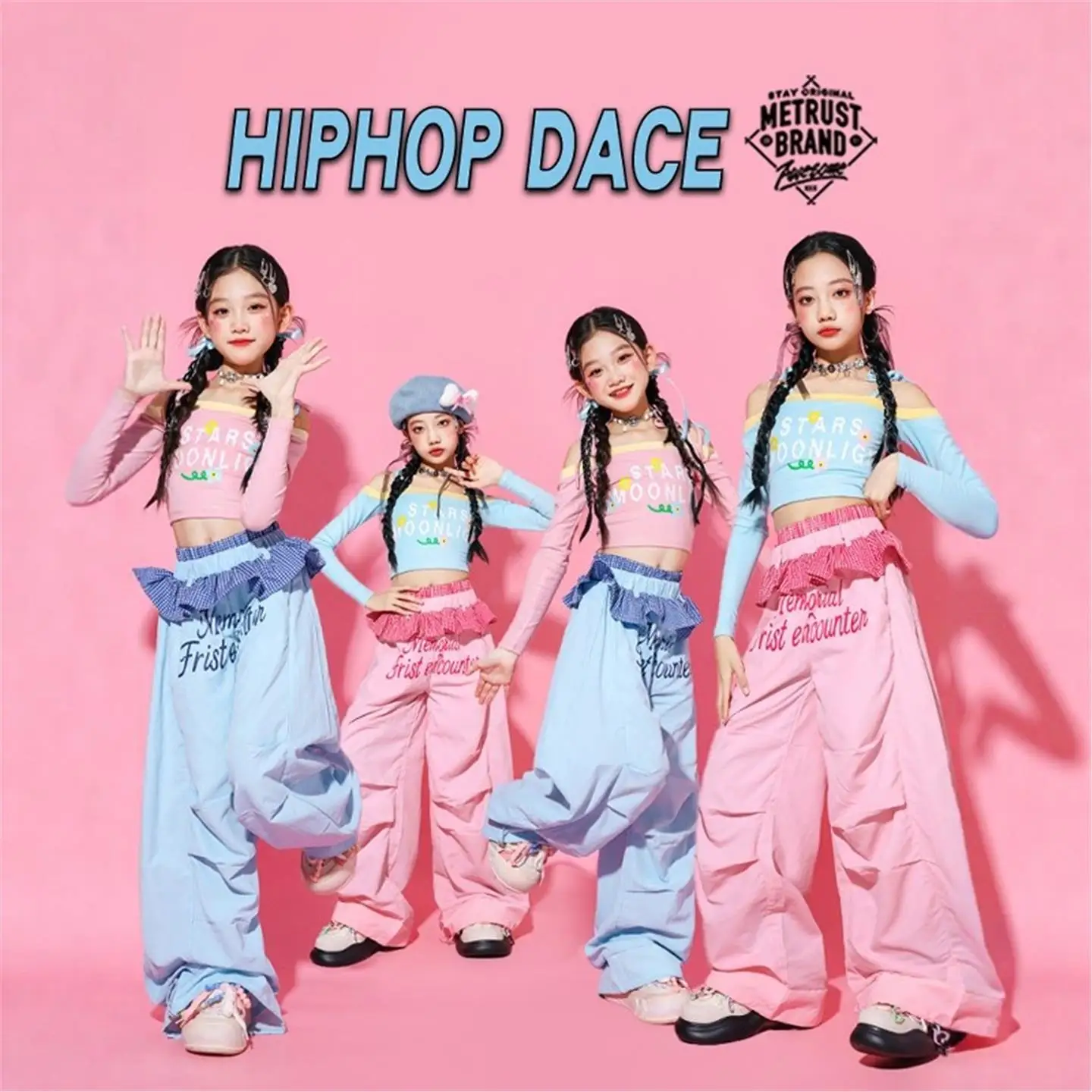 Girls Jazz Dance Performance Outfit Dopaamine Children's Street Dance Show Costume Trendy Kids Set Cotton Stage Performance Wear