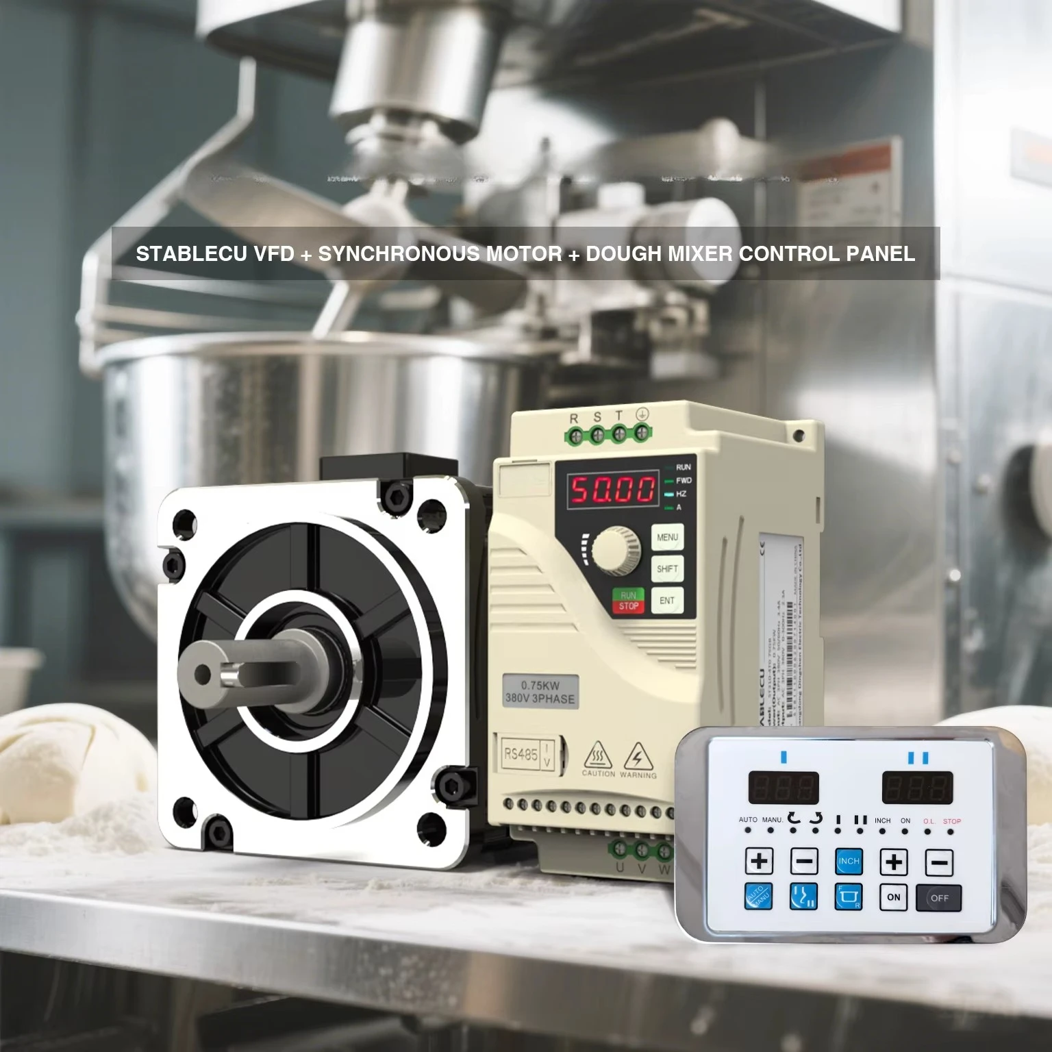 ST300 220V VFD 750W 1.5kW 2.2kW Compact Sync Motor Drive with Micro Control Panel for Dough Mixer