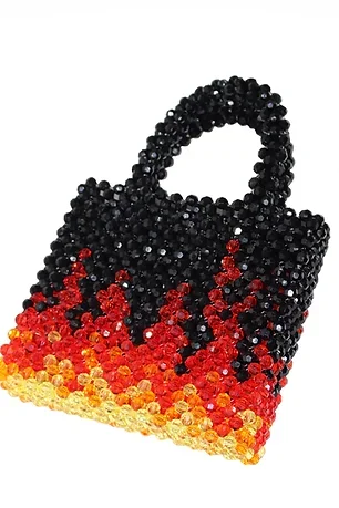 Handmade Crystal Bead Bag Handmade Beading Handbags Ladies Party Bag Top-handle Phone Purses and Handbags