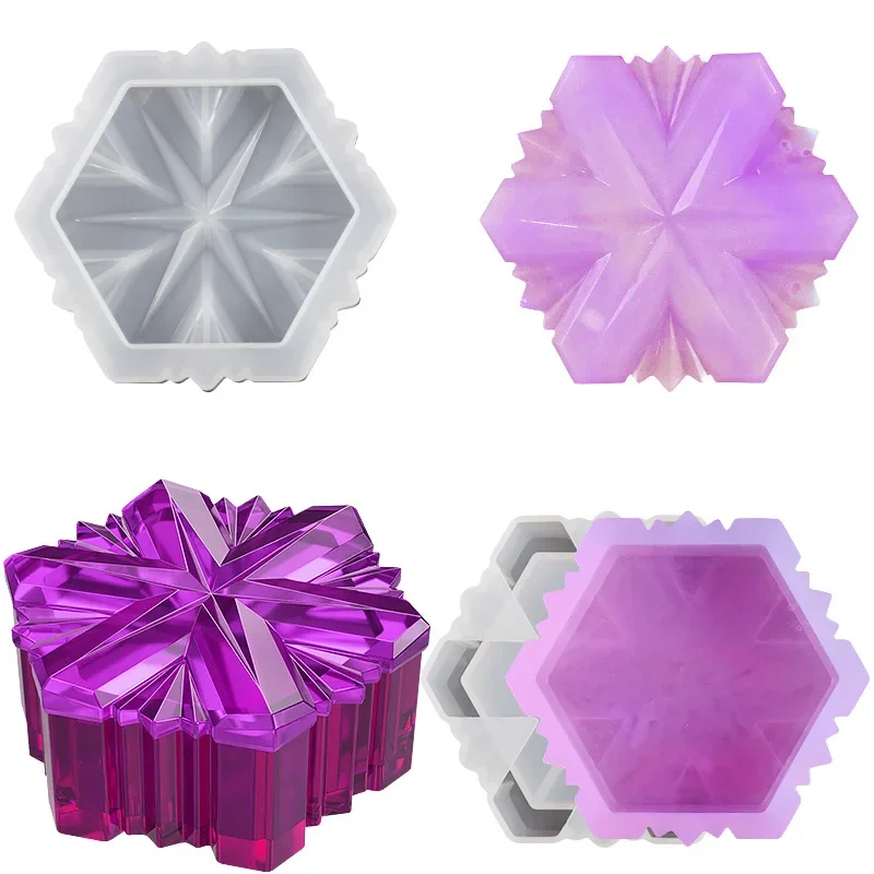 DIY Silicone Epoxy Resin Mold Six-pointed Star Storage Box Tanks Mold Resin Molds