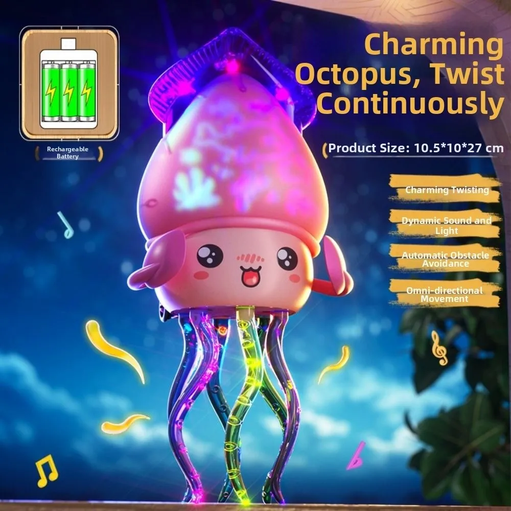 Polpo danzante magico a luce LED Torsione a otto artigli con luce musicale Polpo danzante Giocattolo Evitamento automatico degli ostacoli