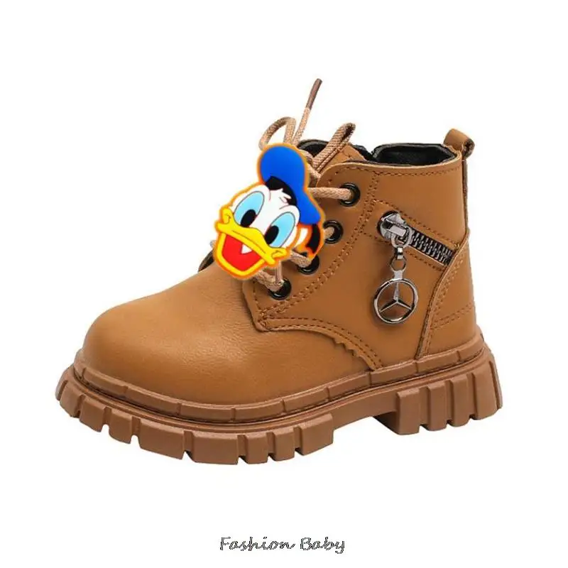 Fashion Disney Mickey Duck Winter Kids Boots Girls Boys Casual Warm Ankle Shoes Children\'s Fashion Sneakers Baby Snow Boot