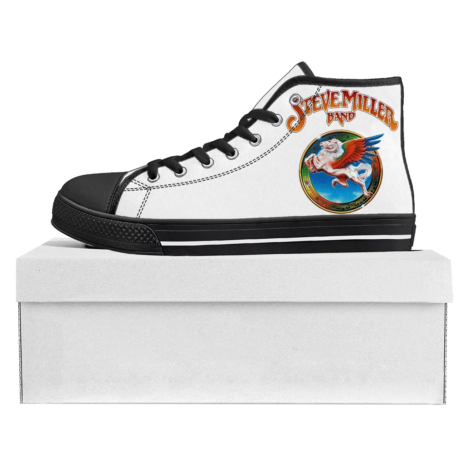 

Высококачественные кроссовки Steve Miller Rock Band, мужские, женские, подростковые, повседневные кеды из канваса, обувь для пар, черные, на заказ