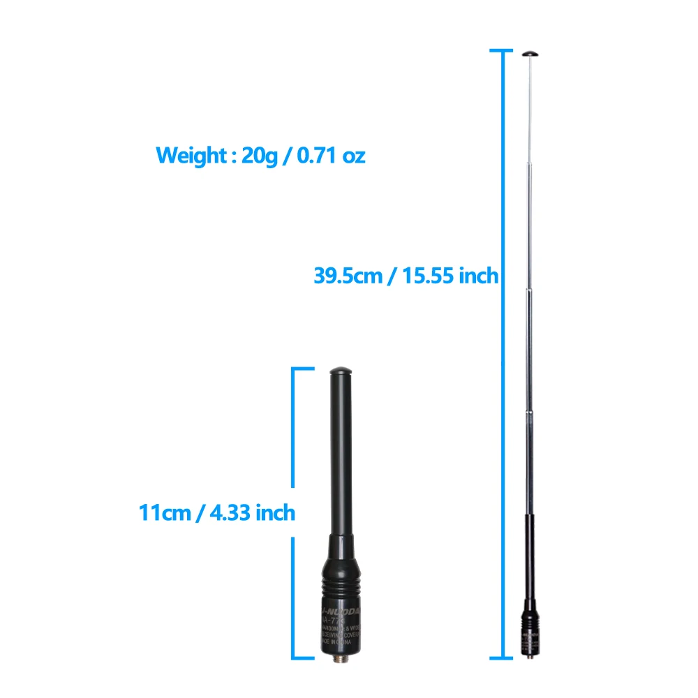 BAOFENG-antena de alargamiento telescópica de mano UVK5 UV5R, NA-773SMA-F de Radio bidireccional UHF/VHF, 136 ~ 174 Mhz, 400 ~ 470Mhz