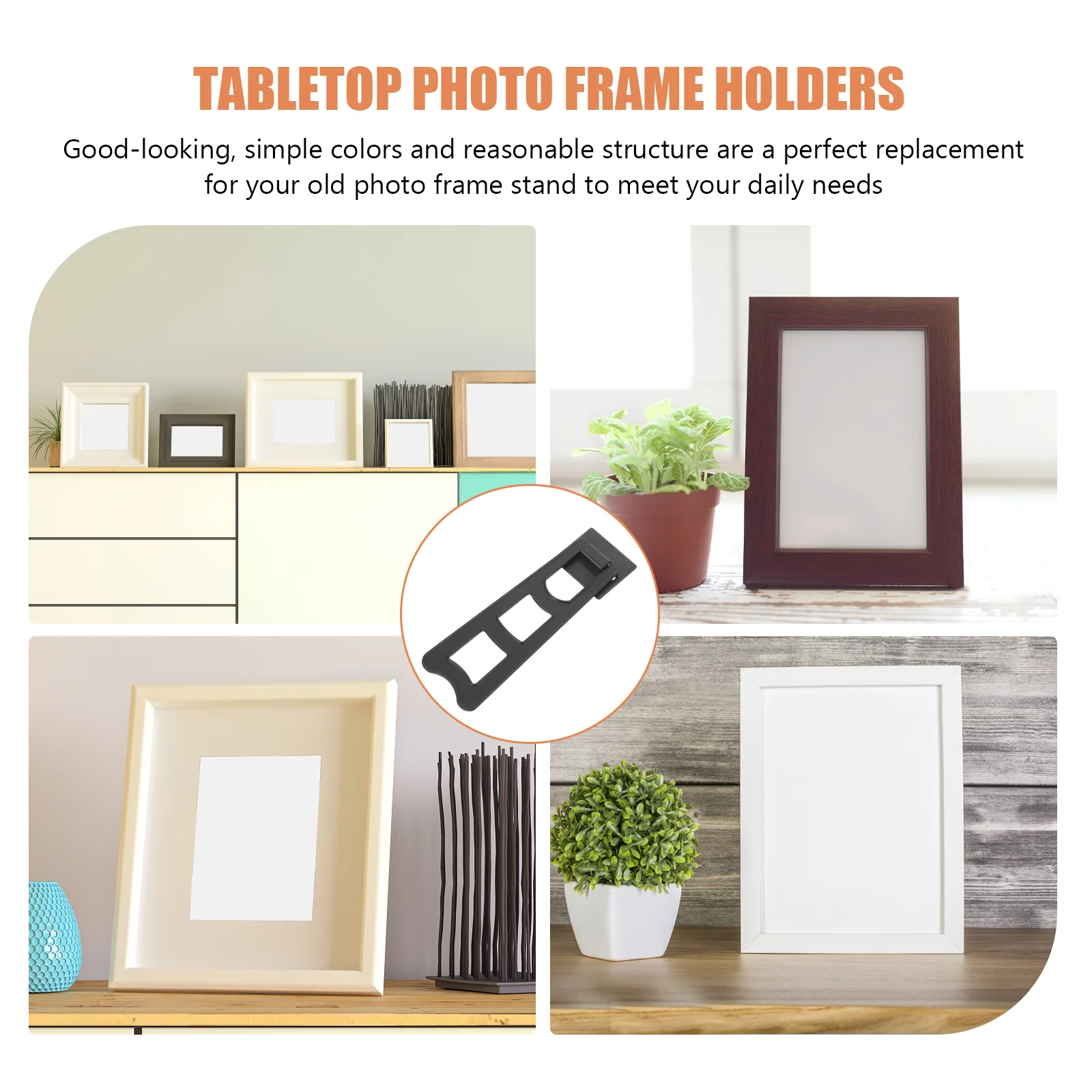 10 Pcs Trapezoidal Photo Frame Stand Plate Holder Plastic Easel Tabletop Holders