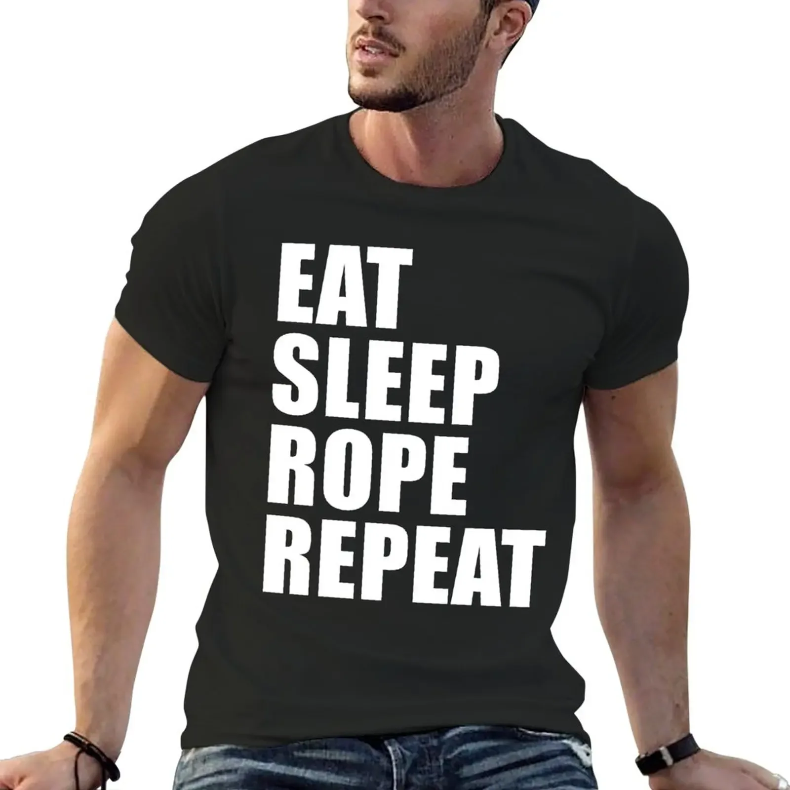 

Eat Sleep Rope Repeat Sport Shirt Funny Cute Gift For Rodeo Lover Player T-Shirt summer clothes t shirt men