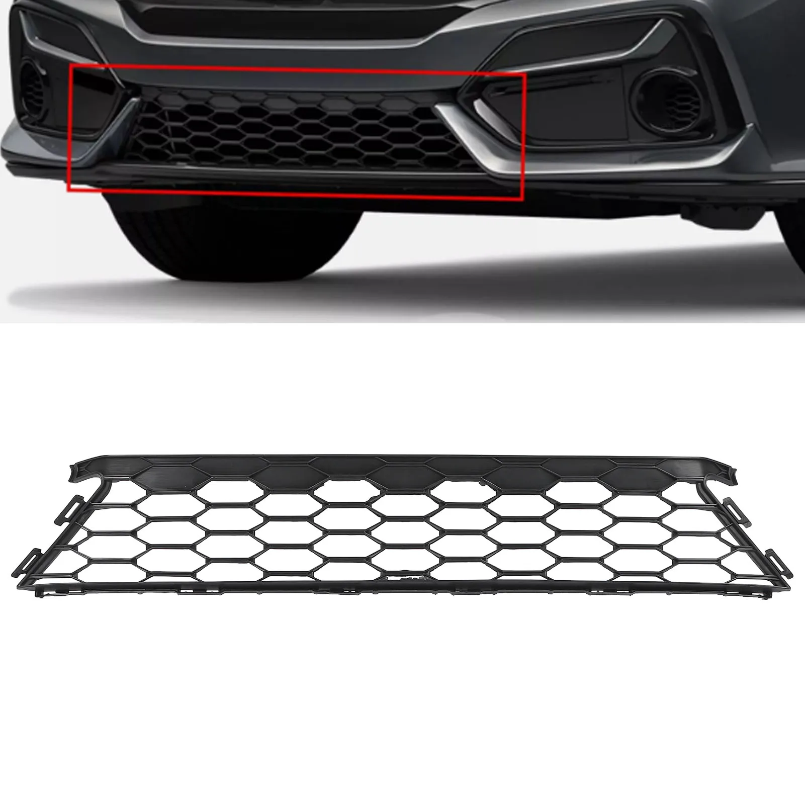 

Решетка переднего нижнего бампера автомобиля, спортивный вид, улучшенный поток воздуха 71107TGGA50, сетчатая решетка переднего бампера для Honda Civic 2017-2019