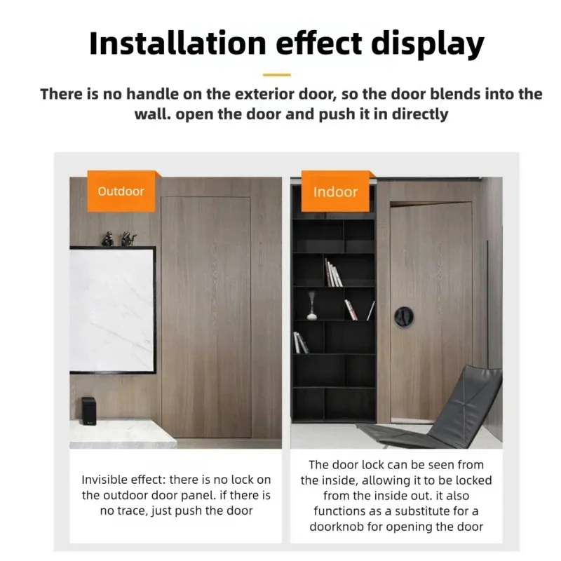 Anneau de traction en acier inoxydable, serrure invisible, serrure de porte invisible intérieure dissimulée simple et double face, serrure de porte intégrée