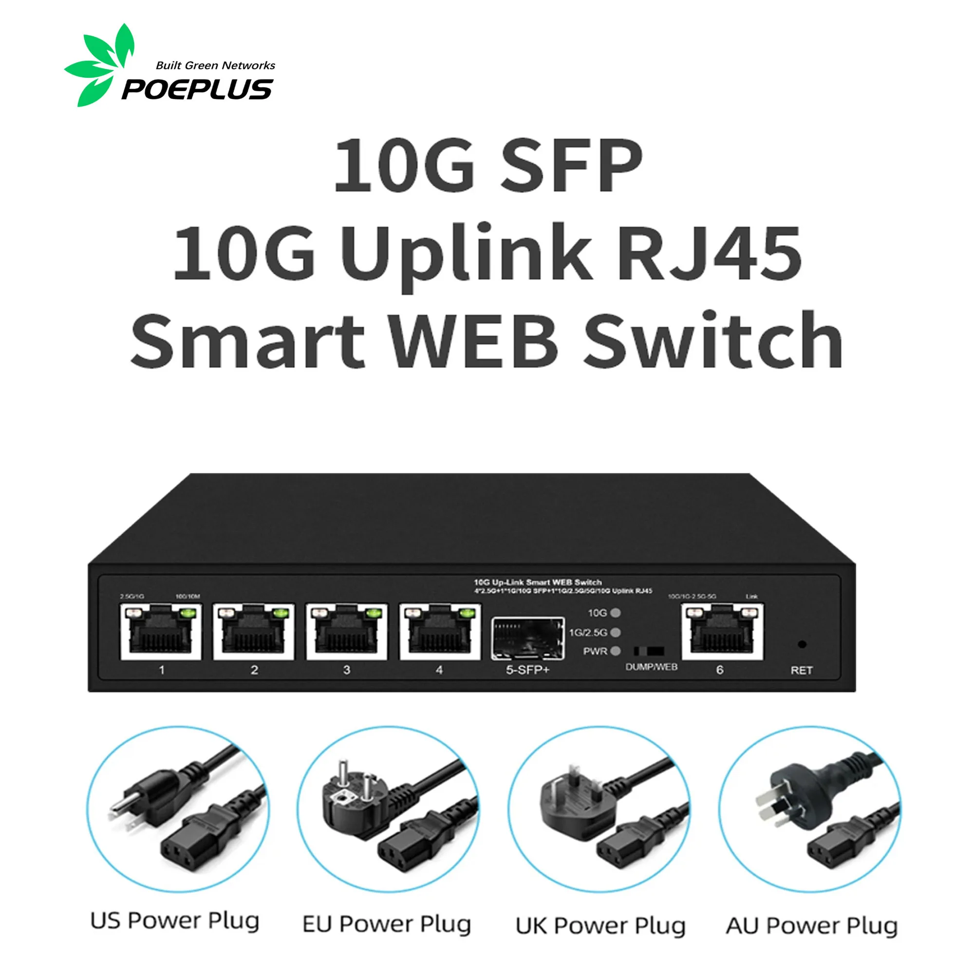 4 Ports 2.5Gbe POE Or RJ45  managed Switch with 2 ports 10Gbe Uplink,  L2 Web Managed Switch