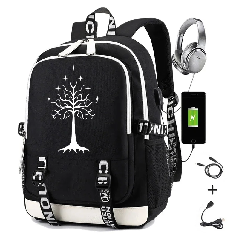 

Movie Fashion Backpack for Men Print Tree of Gondor Kids School Bags Women Functional Waterproof Laptop Back Pack