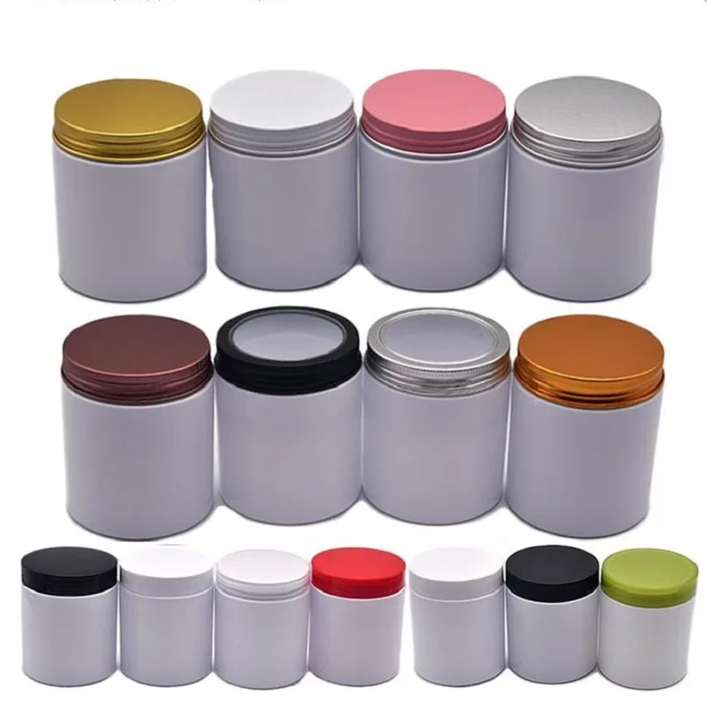 24pcs Skincare Plastic Jars 250ml Glossy White PET Packaging Bottles Empty Eye Cream Pot  Hair Wax Containers For Cosmetics