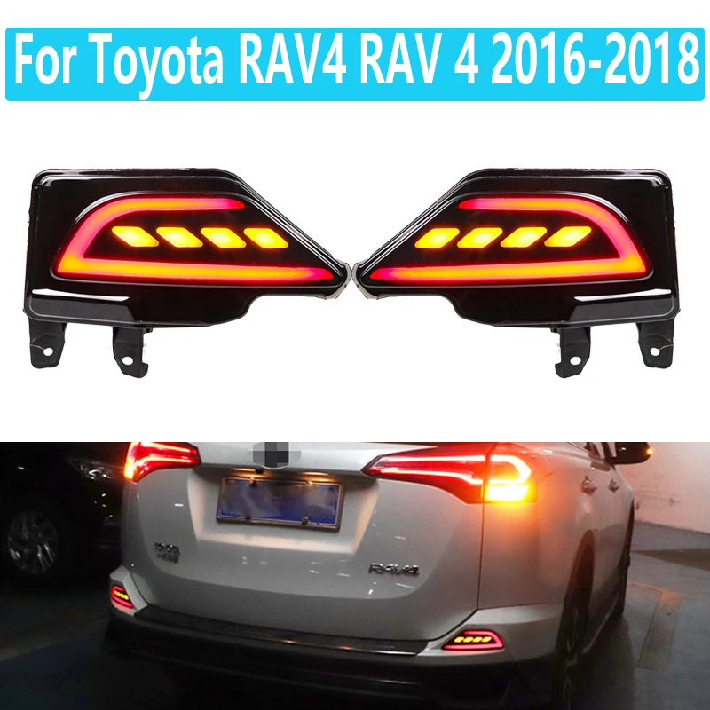 LED Rear Bumper Light For Toyota RAV4 RAV 4 2016 - 2018 4-in-1 Functions Fog Lamp Brake Light Dynamic Turn Signal Reverse Light