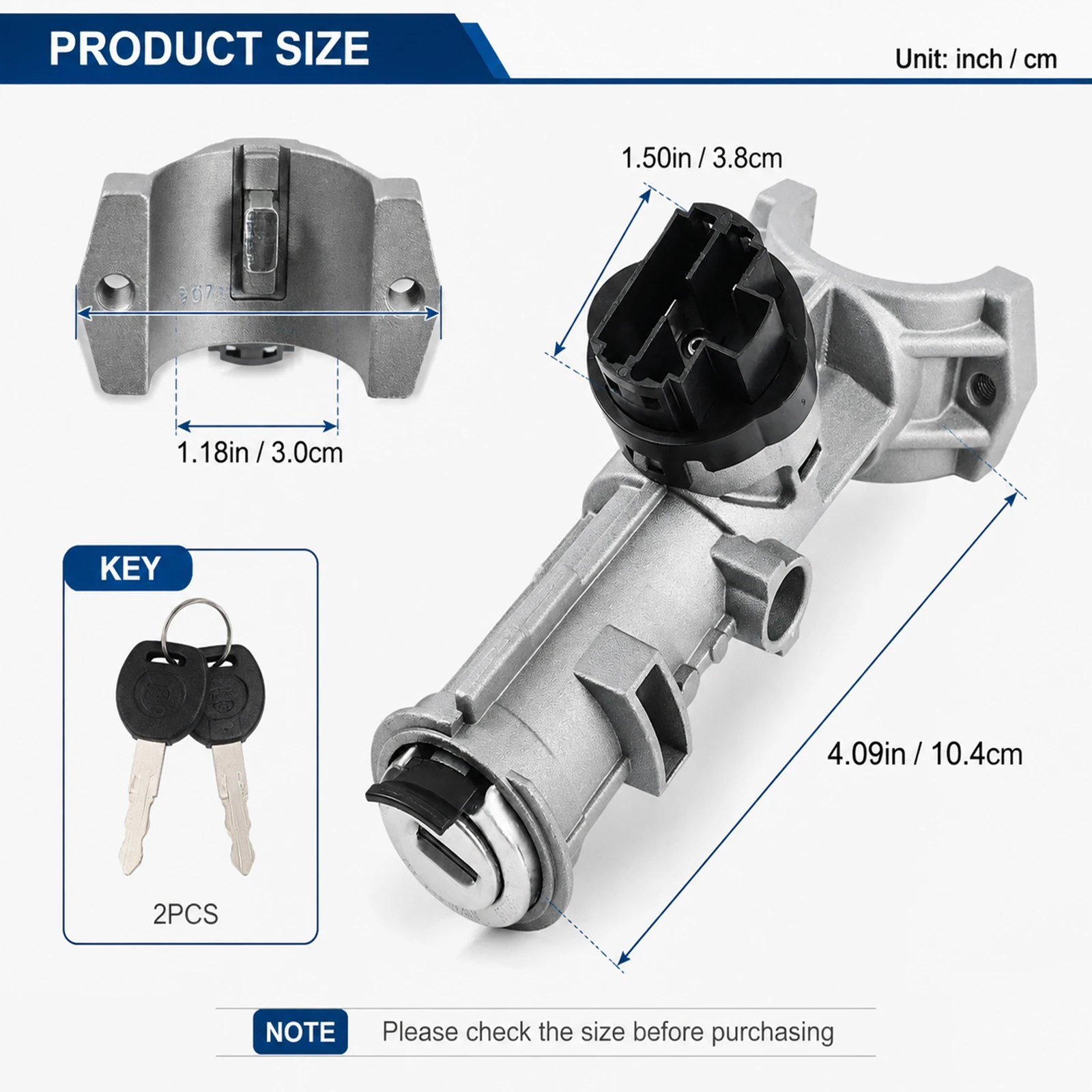 Car Ignition Lock Barrel Cylinder Engine Starter Switch Steering Lock 2 Keys For Peugeot Boxer Fiat Ducato Citroen Relay Replace