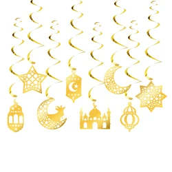 8pcs Ramadan Hanging Swirl Ornaments Eid Mubarak Moon Star Mosque Streamer Garland 2025 Islamic Muslim Party Home Decoration