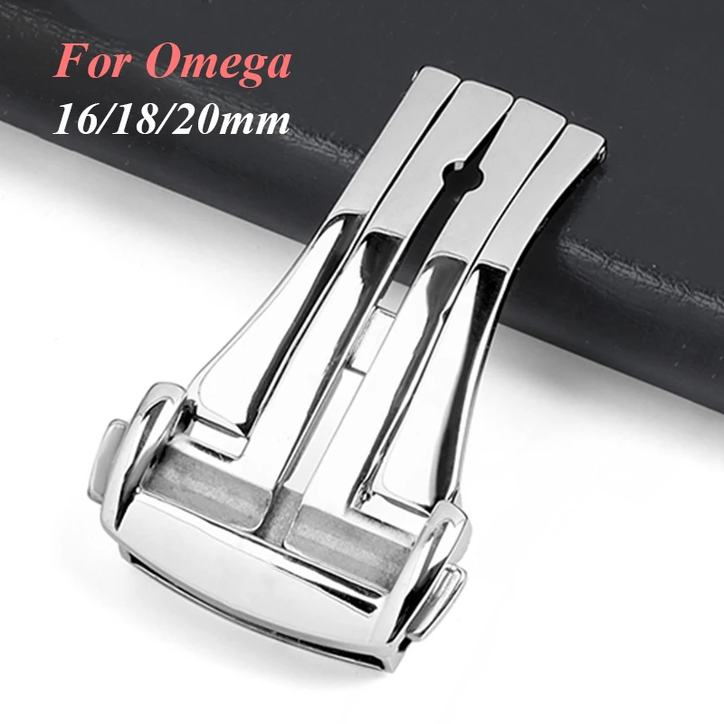 16mm 18mm 20mm Folding Buckle for Omega Stainless Steel Watch Buckle Leather Rubber Band Metal Deployment Clasp for Seamaster