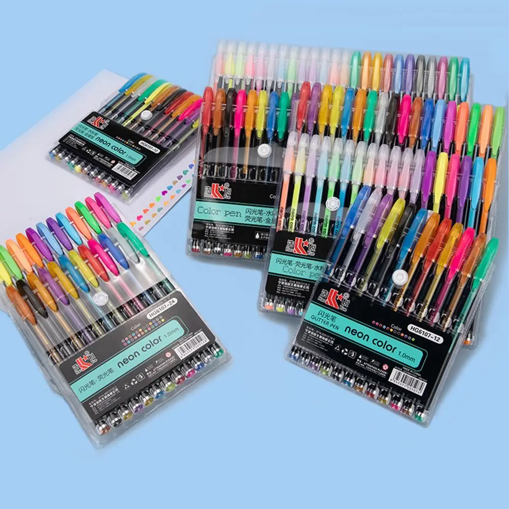 Highlighter Scrapbook Album Journal Flash Fine Tip Markers Glitter Gel Pens Set Drawing Color Pen Colored Signing Pen