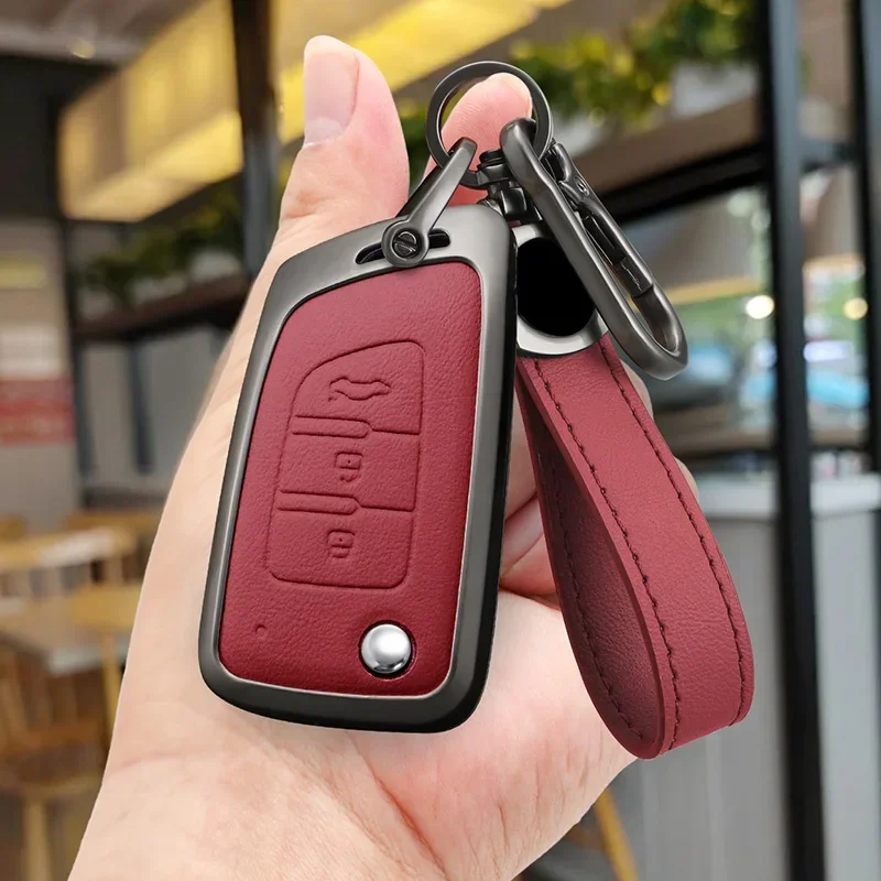 Zinc Alloy + Leather Car Key Case Cover Fob For DongFeng DFM 580 370 S560 AX7 AX5 AX4 AX3 MX5 Auto Accessories Protector