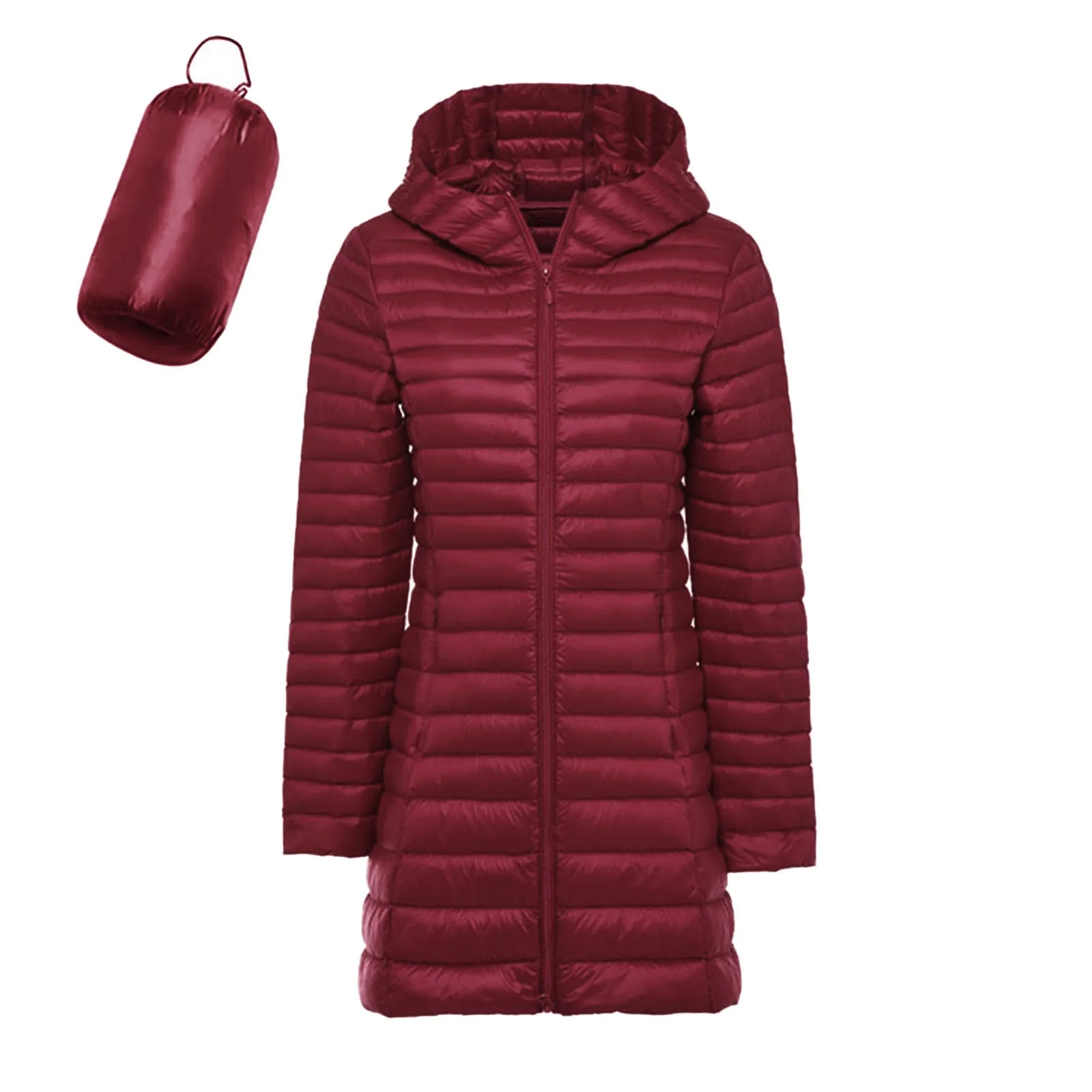 Women Long Warm Parka Coat With Hood Female Winter Outdoor Padded Cotton Clothes Ultralight Portable Outwear 2025