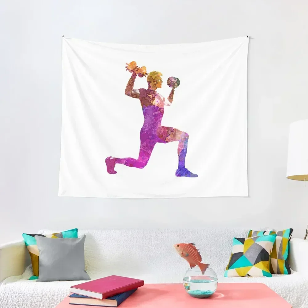 

Man exercising weight training workout fitness Tapestry Mushroom Wall Carpet Home Decoration Decoration Aesthetic Tapestry