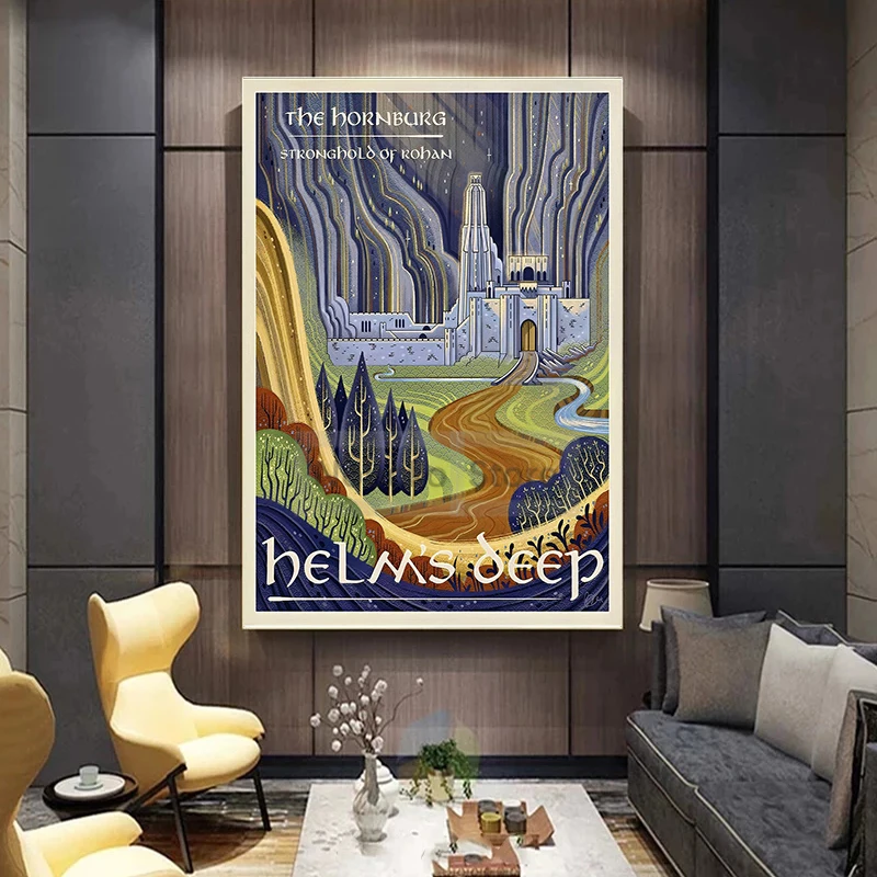 سيد الخواتم السفر الخيال المشارك العالم الوسطى يطبع قماش اللوحة الهوبيت صور فنية للجدران ديكور غرفة المنزل #3