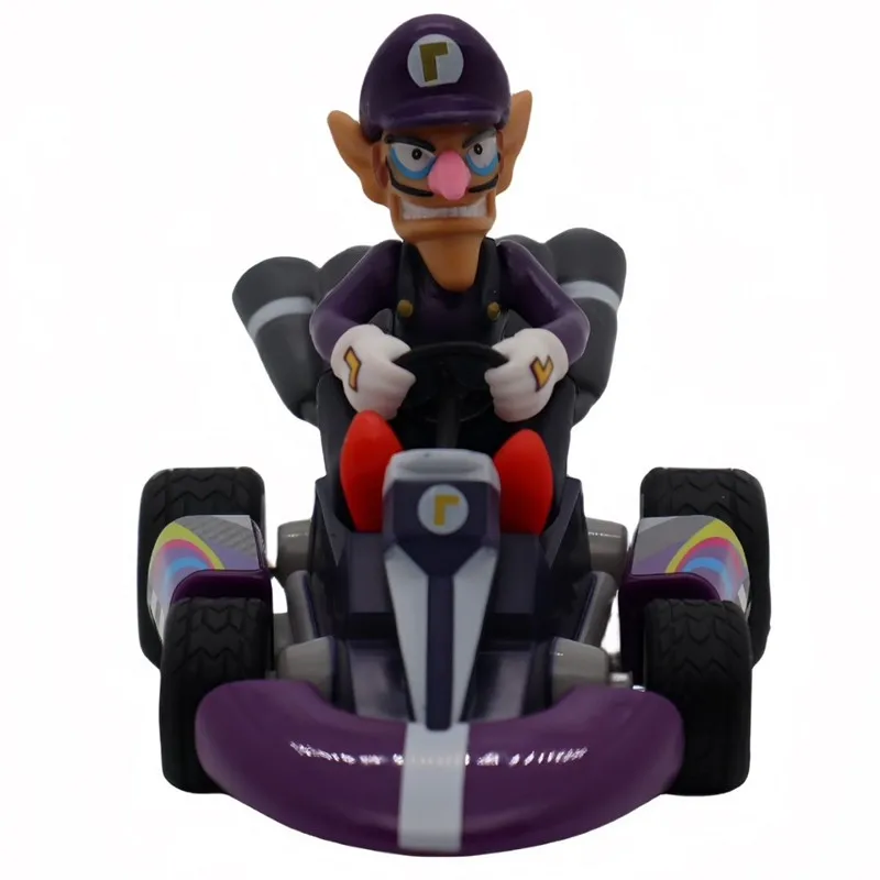 Super Mario Bros Karting Car Action Figure Brinquedos, Luigi Bowser, Princesa Peach, Yoshi Toad, Pull Back Car, Boneca de Jogo Anime, Presentes para