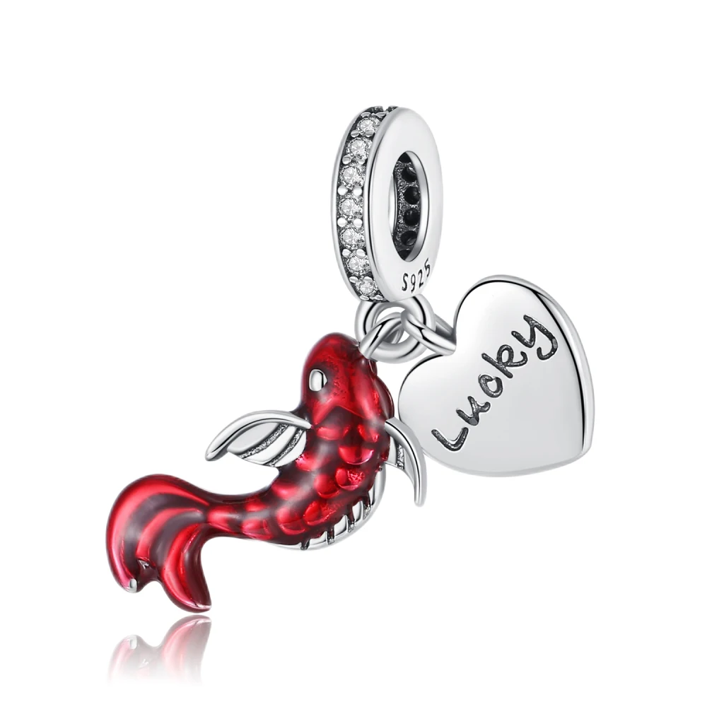 

Ahthen 925 Sterling Silver Hot Sale Beads Red Ocean Fish Charm fit Snake Chain Bracelets Necklaces for Women Jewelry Making