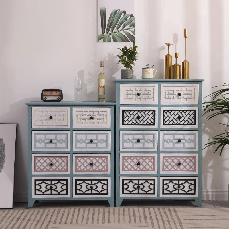 American retro cabinets simple storage lockers bedroom bedside cabinets old solid wood chest cabinets living room TV side cabine