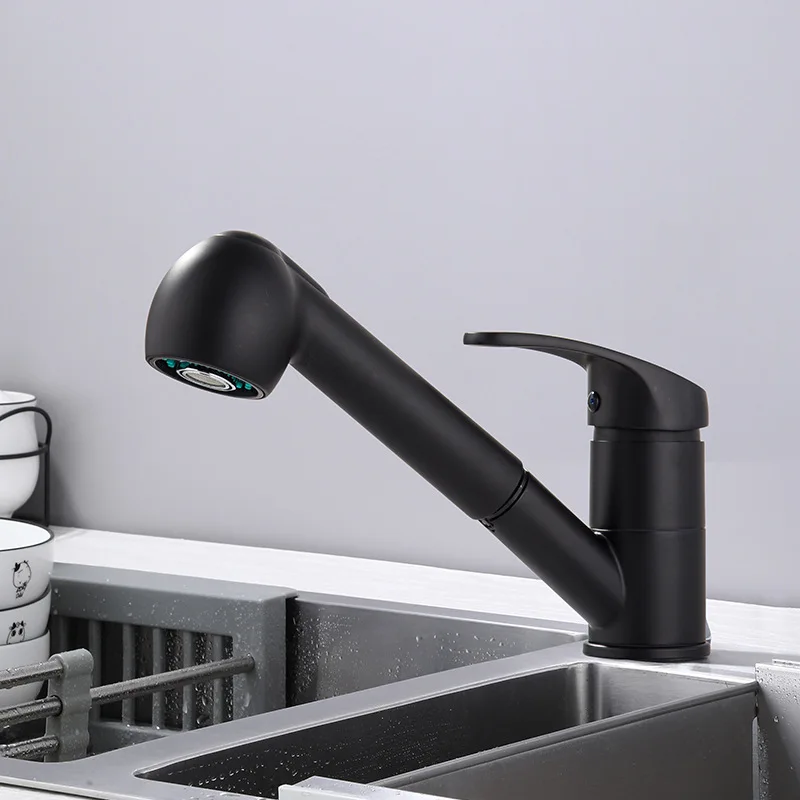Pull-Down Kitchen Faucet with Dual Hot/Cold Water - Extendable Sprayer Sink Tap for Dishwashing and Food Preparation