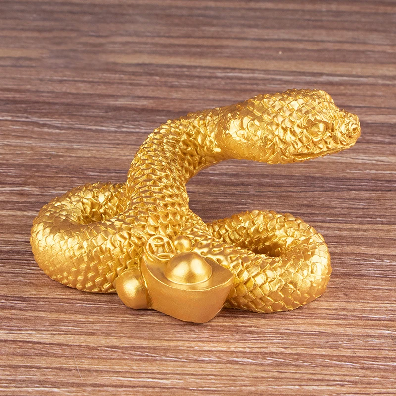 2025 Year Of The Snake Figurine Simulation Snakes Ornaments Animal Resin Statue Chinese Style Tabletop Lucky