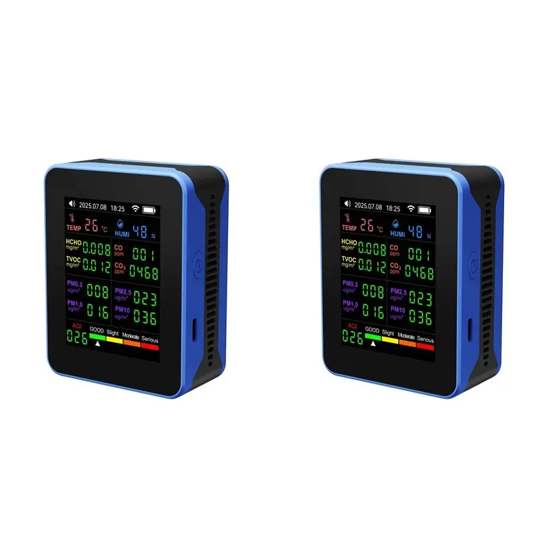 

【SURPISE】2X Tuya Wifi 16 In 1 Air Quality Monitor PM2.5 PM10 HCHO TVOC CO Carbon Dioxide Screen Display Air Detector A
