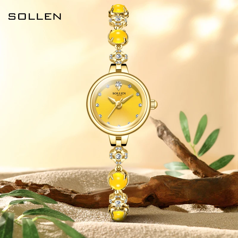 SOLLEN gold fashionable women's watch simple gold face temperament women's quartz watch watch steel strap quartz watch