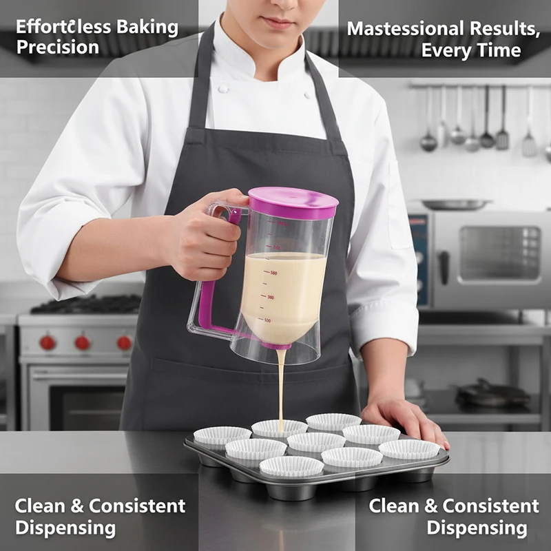 BOLTIFY Batter Dispenser ABS 900ml Batter Cream Separator Baking Tool for Pancake Cupcake Cake Waffle Cupcake Batter Dispenser