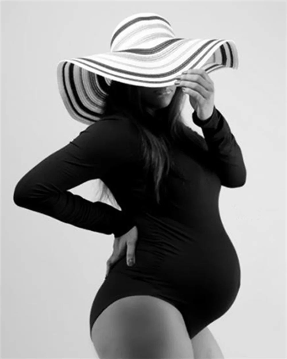 

Maternity Warm Turtleneck Bodysuit for Photoshoot Basic Long Sleeve Bodycon Leotard Pregnancy Tops