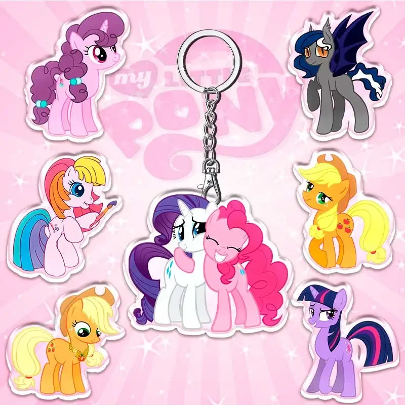 12cm My Little Pony Student Backpack Key Twilight Sparkle Pendant Acrylic Cute Keychain Cartoon Keychain Children's Holiday Gift