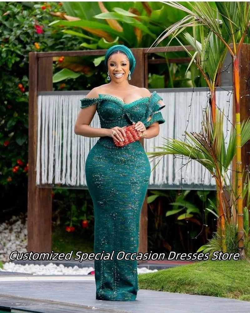 فساتين سهرة بمزاج أخضر للنساء فستان فاخر مطرز لحفلات الزفاف فساتين حفلات أفريقية فيستدو دي فيستا مخصصة