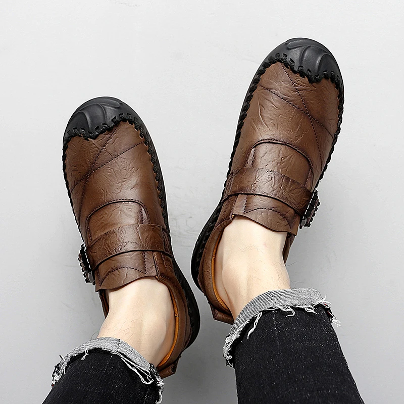 Genuine Leather Fashion Casual Men\'s Shoes Casual Shoes Walking Shoes Trekking Shoe Leather Shoes Sewing Shoes Flats Breathable