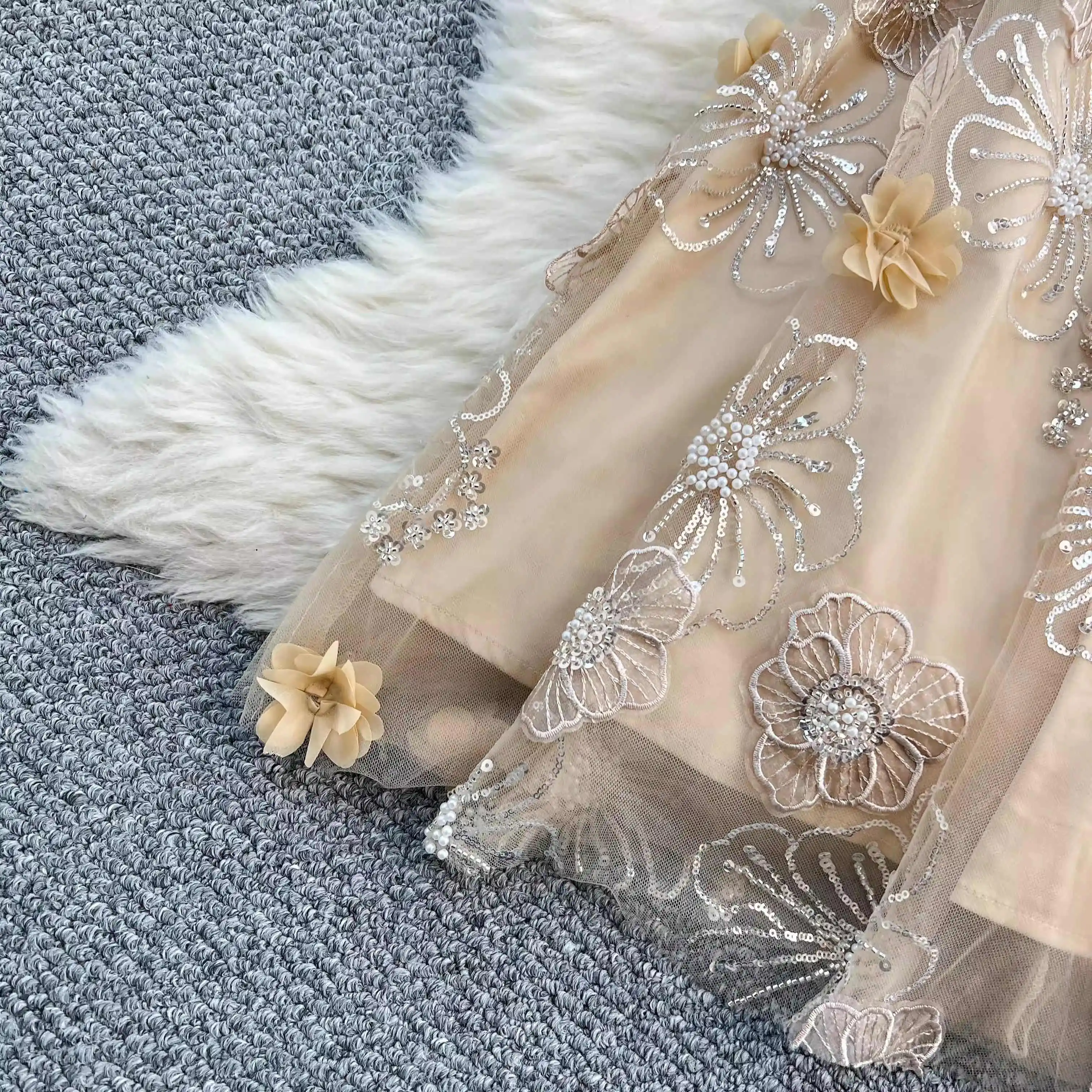 Golden Beading Mesh Dress Women Sleeveless Halter Summer Streetwear Chic Clothing Lady Holiday Party Summer Vestidos Bodycon