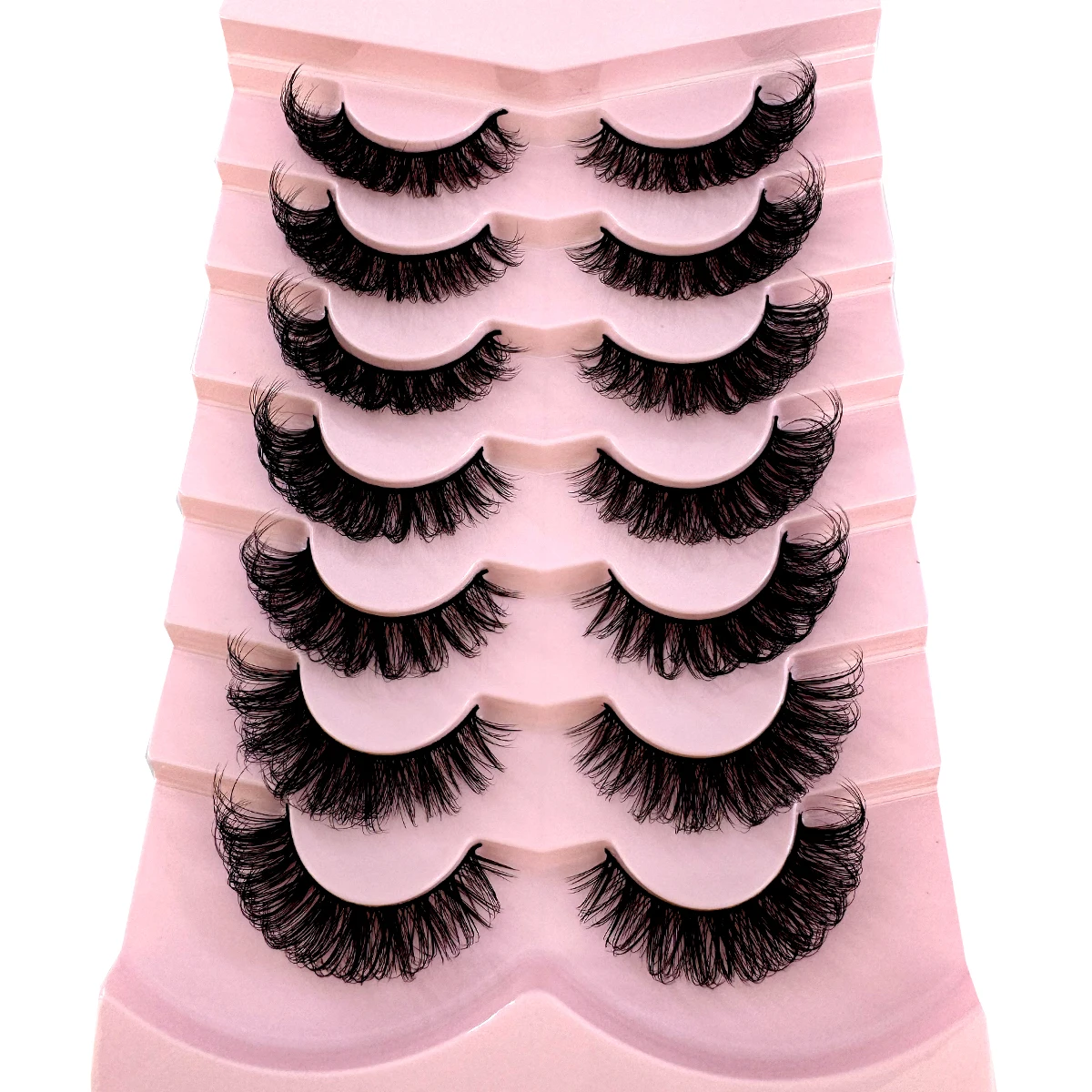 5/7 Paar russische Streifenwimpern, flauschige künstliche Nerzwimpern, Wispy-Wimpern für einen natürlichen Look, dicke, voluminöse künstliche Wimpern, lockige künstliche Wimpern – Detail 8