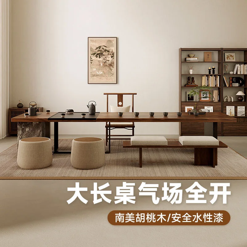 Song-dynastie esthetische eiland theetafel en stoel combinatie woonkamer huishouden zen licht luxe nieuwe Chinese theetafel
