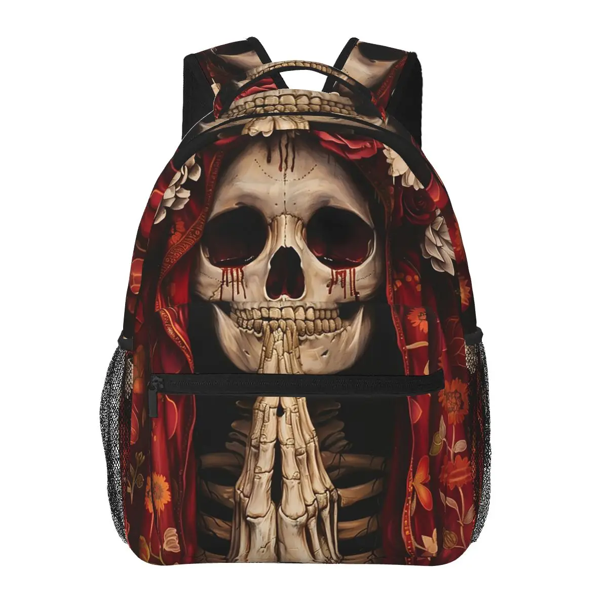 Santa Muerte Spanish Backpacks Boys Girls Bookbag Students School Bags Cartoon Laptop Rucksack Shoulder Bag Large Capacity