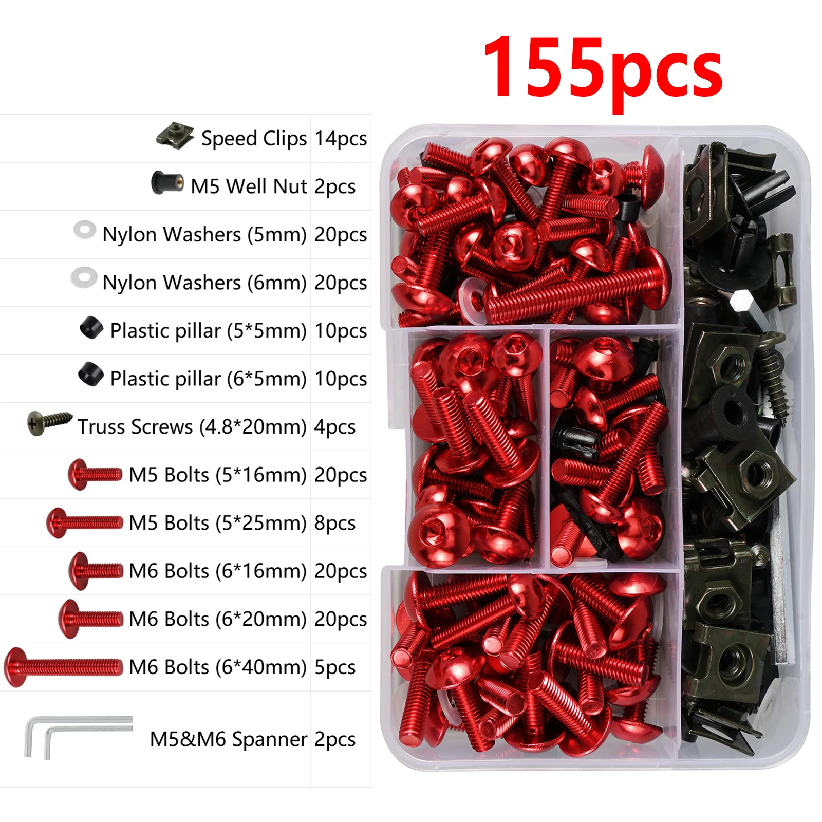 155 Uds M5 M6 pernos de carenado para carrocería de motocicleta Honda CBR600F F2 F3 F4 F4i CBR600RR CBR900RR CBR1000RR CBR1000F CBR1100XX