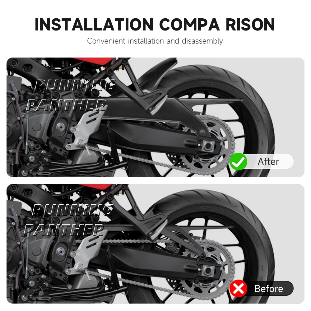 Motorcycle Black/Carbon fiber Mudguard ABS Mud Guard Rear Fender For Yamaha Tracer9 Tracer 9 TRACER 9 GT 2021 2022 2023 2024