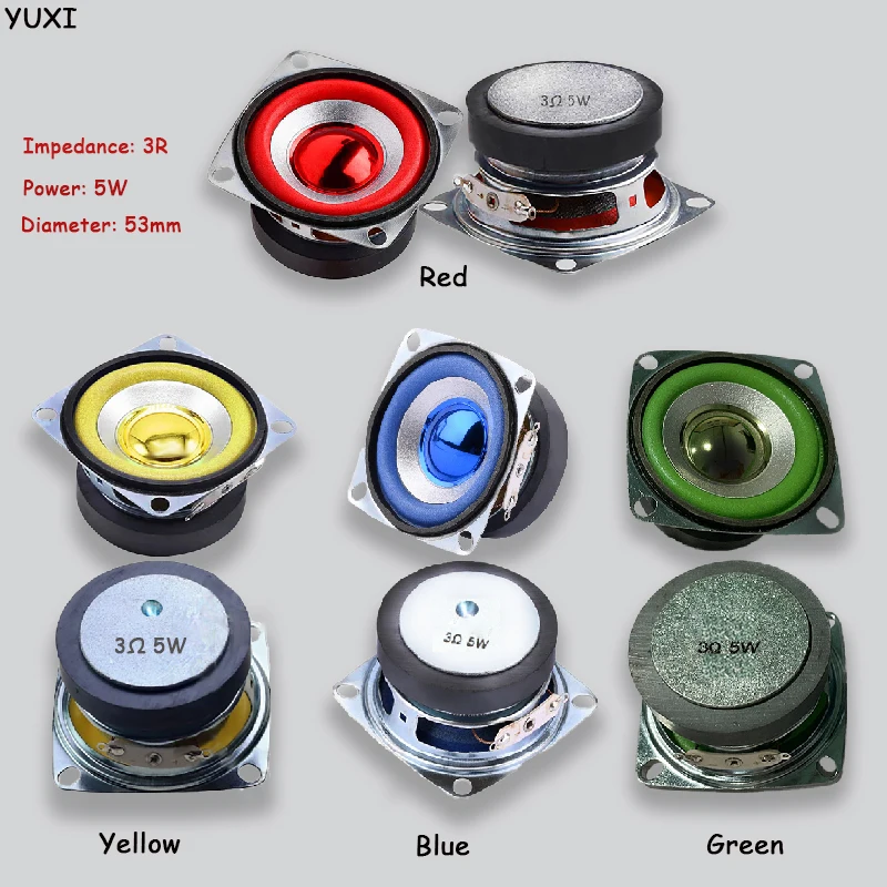 YUXI 2PC Speaker For 3 Euro 5W Diameter 53mm Color Square For 45 External Magnetic Full Range Bluetooth Audio Radio Speaker