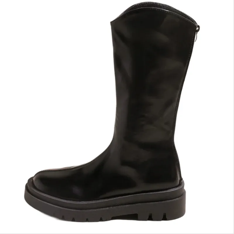 Flats Women Mid Calf Boots Fashion Elegant Winter Shoes 2025 New Designer Classical Long Boots Cozy Walking Zapatillas De Mujer