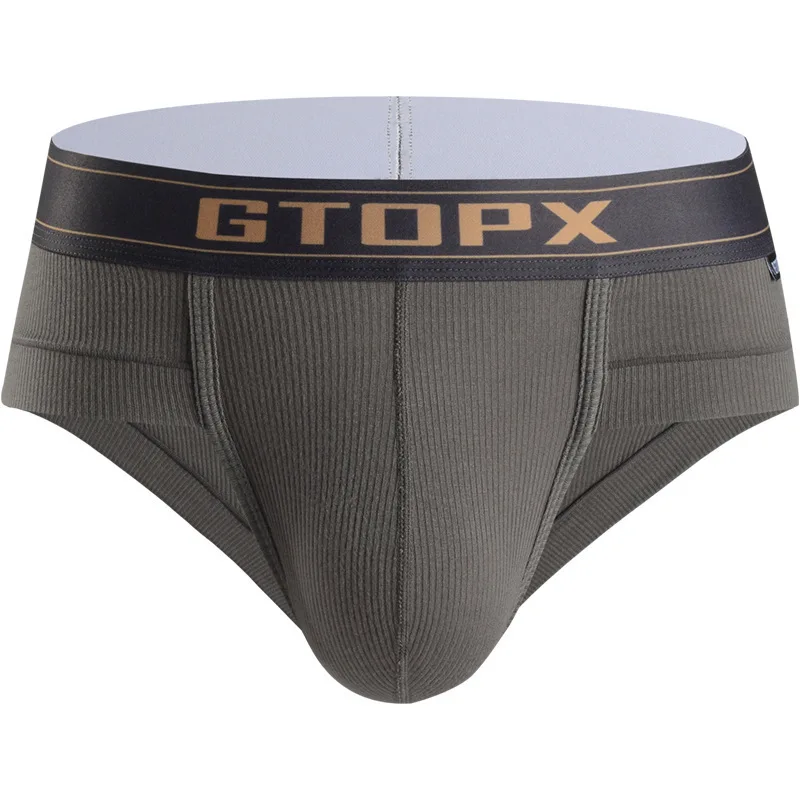 Ribbed Modal Briefs for Men Low-Rise U-Convex Breathable Underwear Fashion Comfortable Sports Panties Soft Daily Wear Underpants